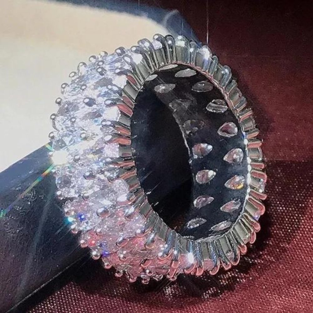 NEW ETERNITY BAND 925 STERLING SILVER DIAMOND RING, CUTE RING, SHINY RING. - Picture 3 of 6